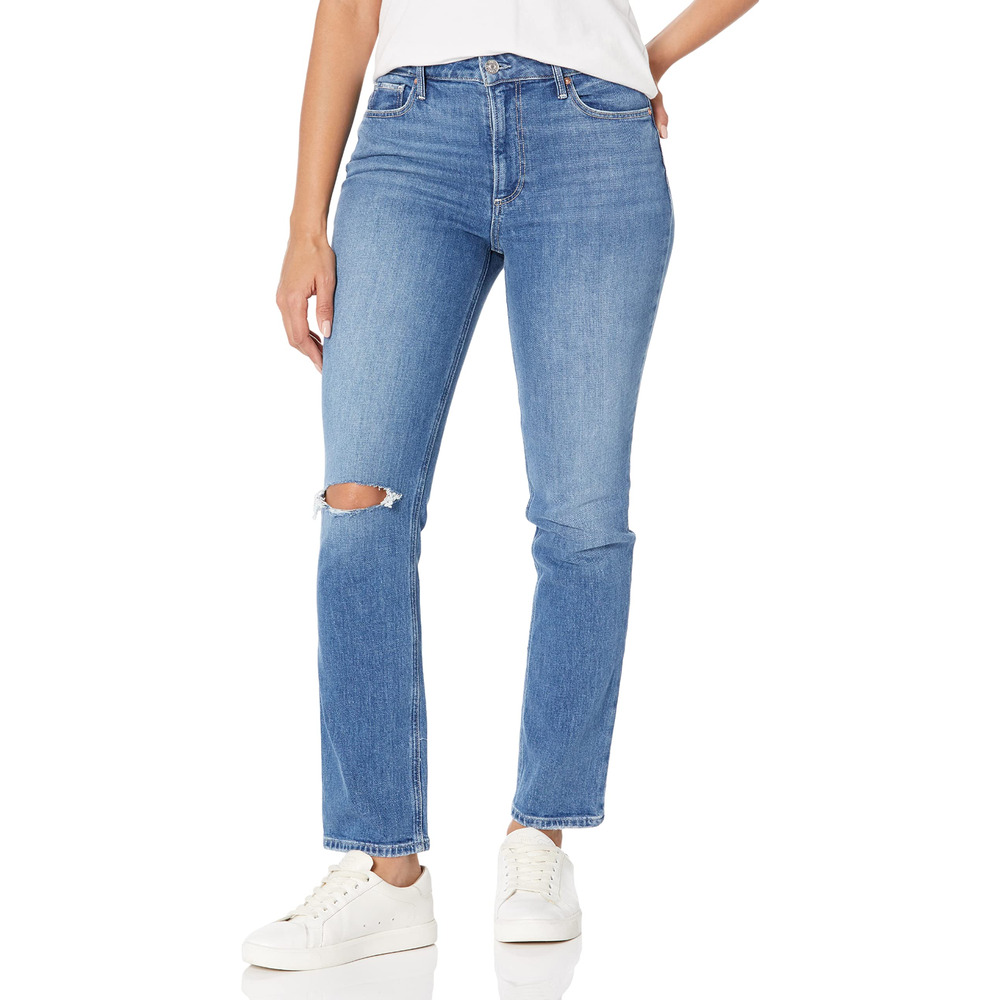 PAIGE Cindy High Rise Straight Ankle Jeans Destructed Women's Size 34 NWT